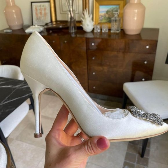 Manolo Blahnik Heels pumps shoes wedding satin Size 38 - Picture 2 of 10